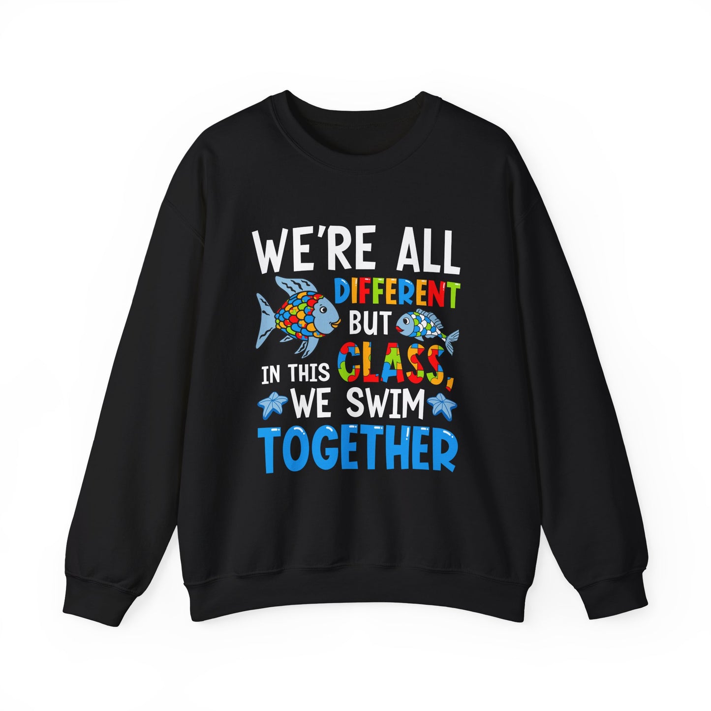 Autism Rainbow Fish Crewneck