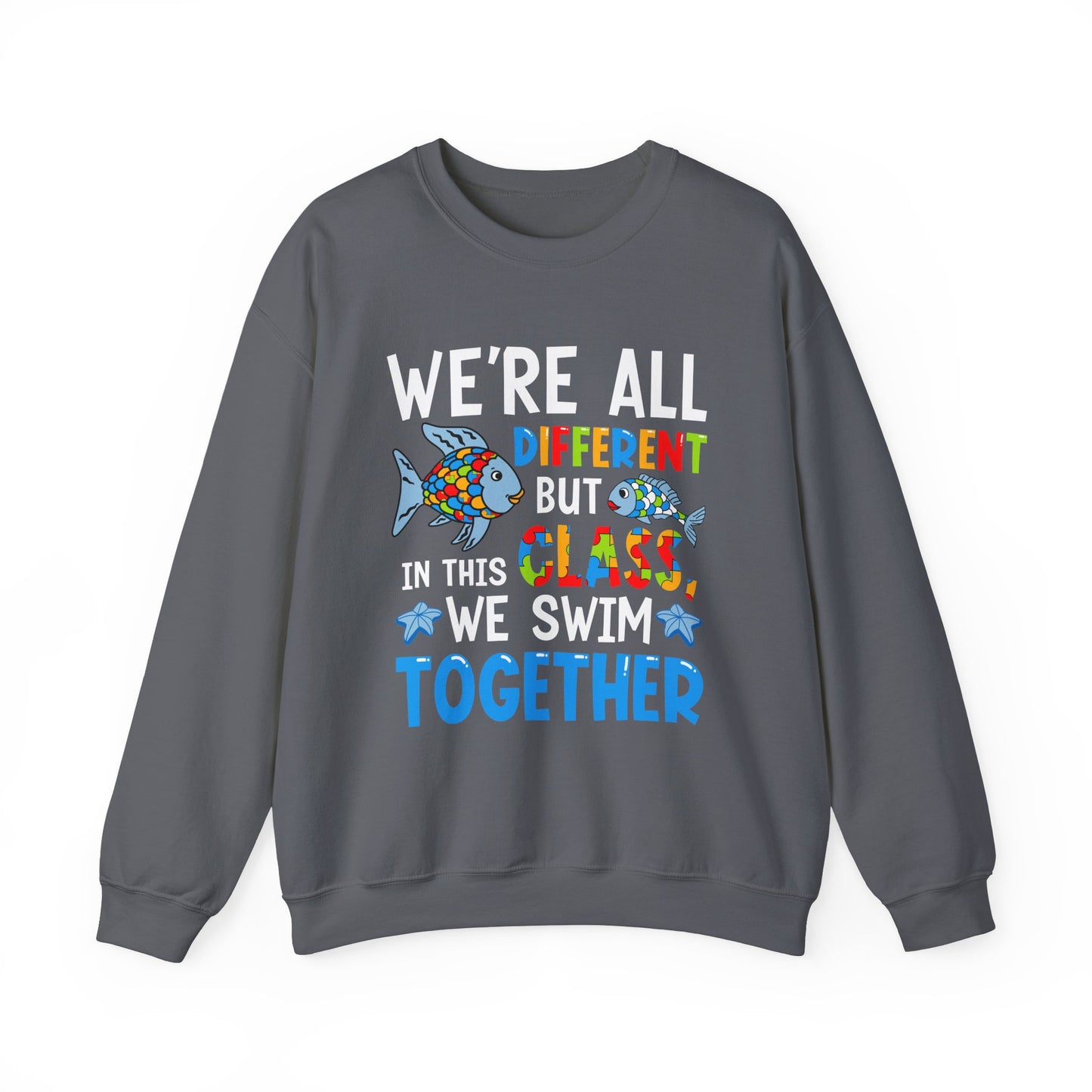 Autism Rainbow Fish Crewneck