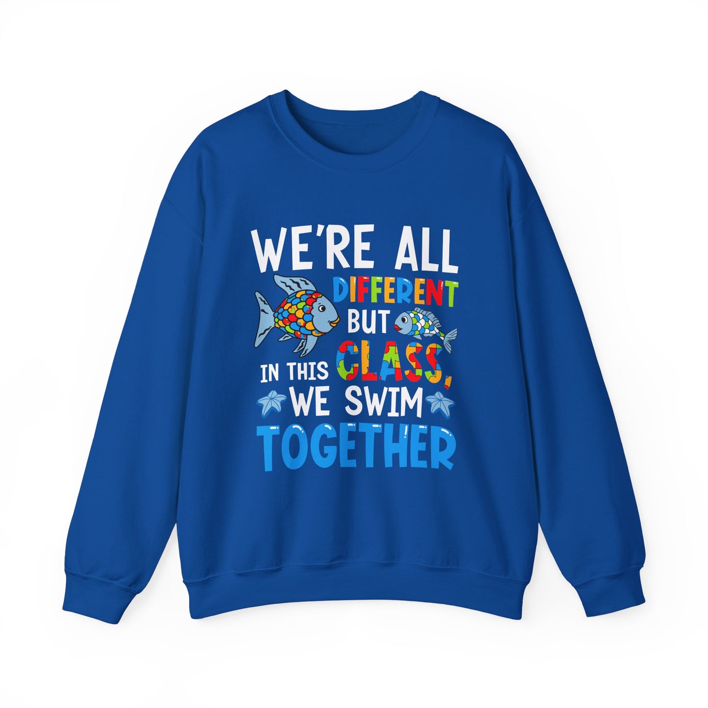 Autism Rainbow Fish Crewneck