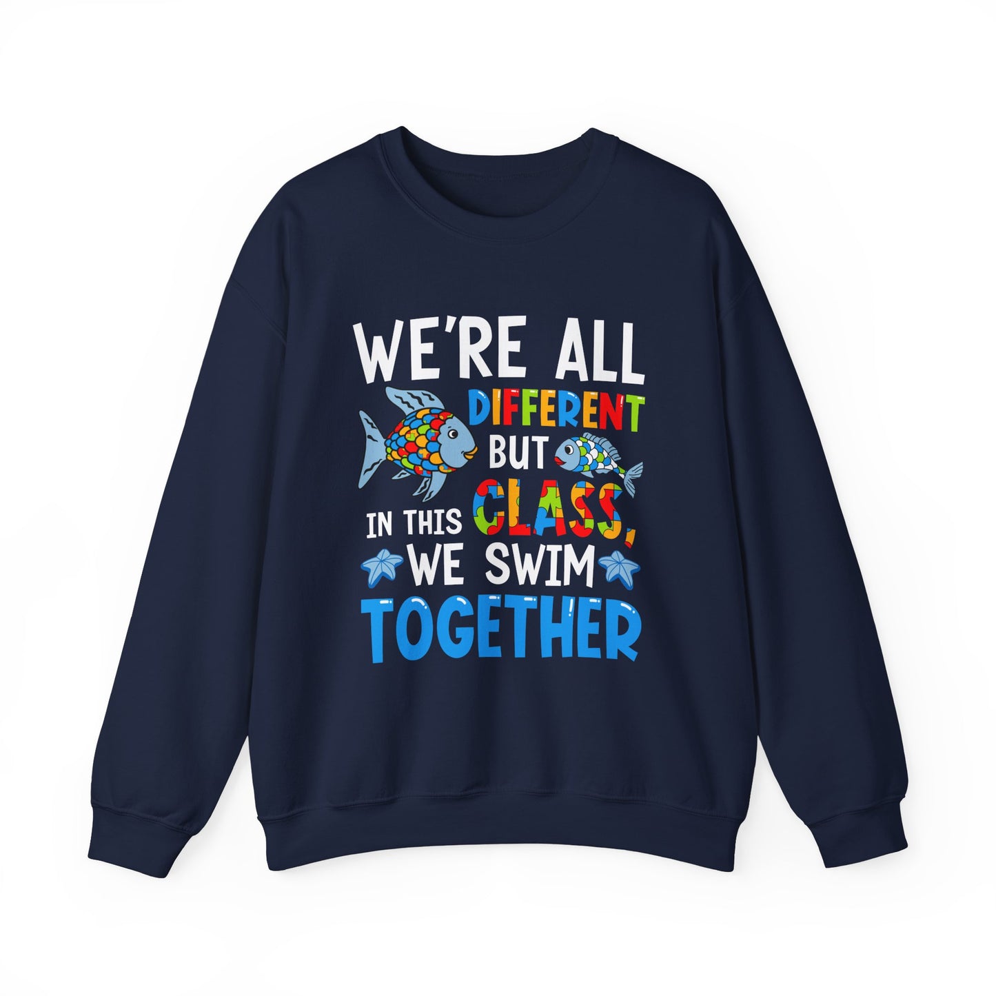 Autism Rainbow Fish Crewneck