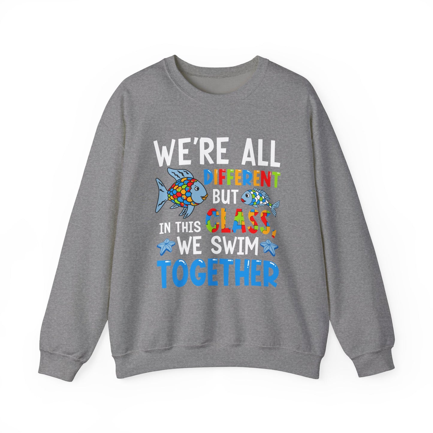 Autism Rainbow Fish Crewneck